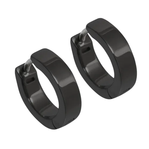 Flat Cuff Full Black Hoop Earrings